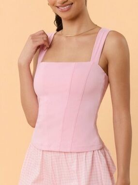 Blogilates tiny bows corset tank pink NWT h